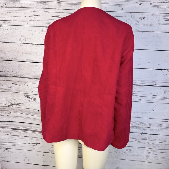 Stunning Studio Works Faux Suede Jacket Cardigan in Red Size Large - Picture 4 of 11